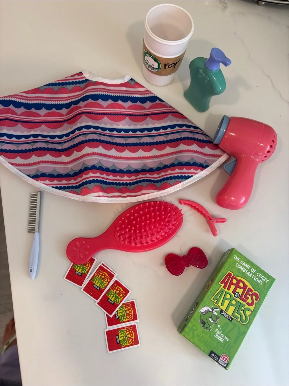 Kids Pink Hairbrush & Play Styling Set - Toy Hair Dryer & Accessories
